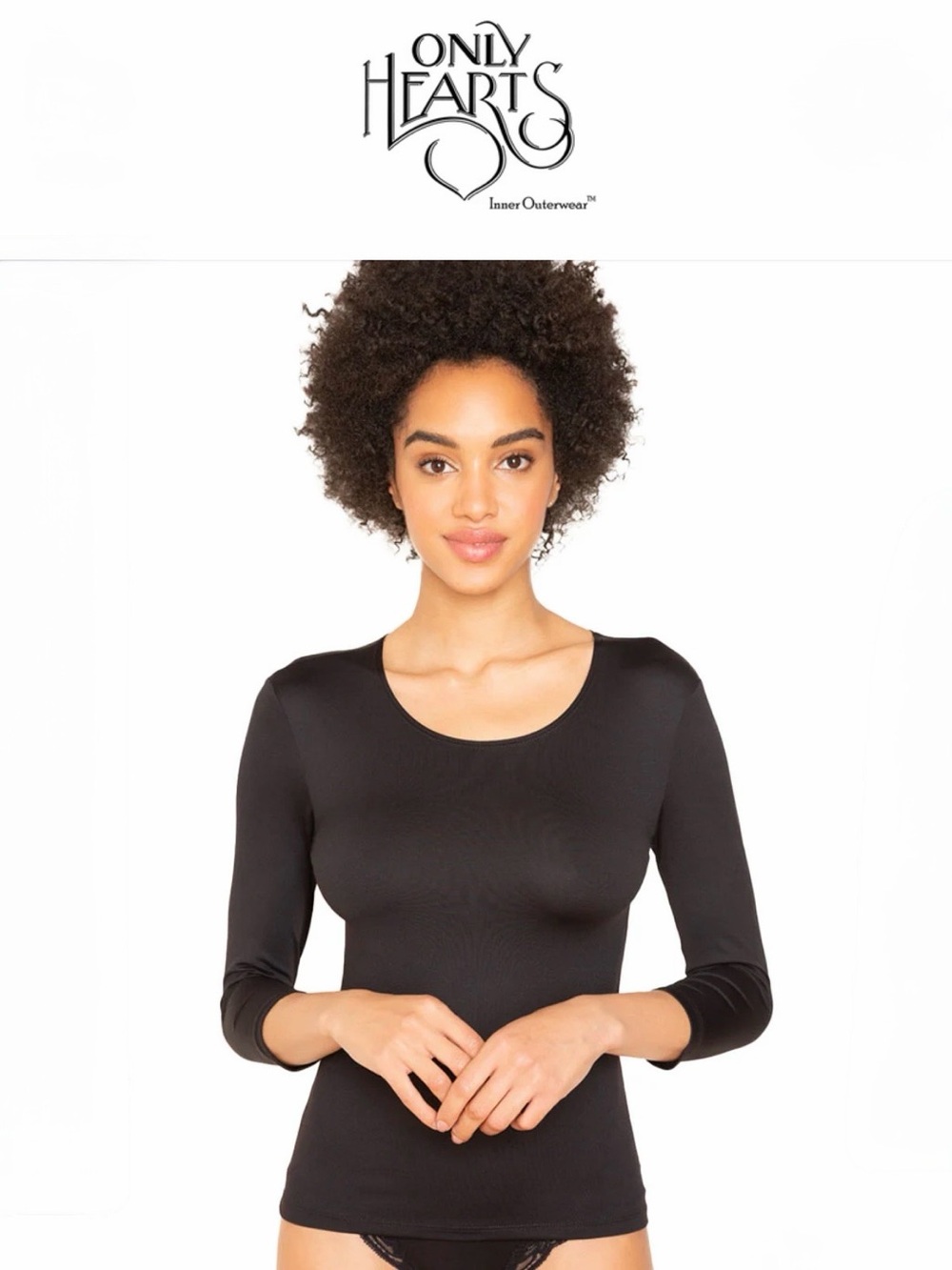 Only Hearts Delicious 3/4 Sleeve Crewneck  Shirt in Black